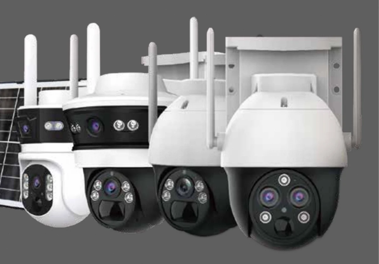 4G solar battery security camera kit with integrated solar panel and mounting bracket